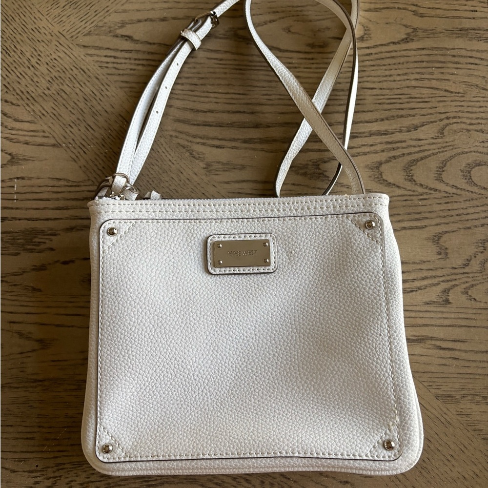 Nine West White Crossbody Bag with Pebbled Texture